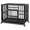 Dog kennel roller dog cage 94x58x78 cm black pet cage transport box