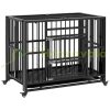 Dog kennel roller dog cage 94x58x78 cm black pet cage transport box