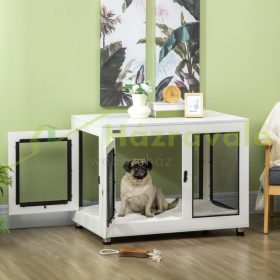   Kutya kennel puha szőnyeggel 94x60x71,5 cm kutyaketrec 2 ajtóval kutyabox, zárható