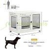 Dog kennel with soft carpet 94x60x71.5 cm dog cage with 2 doors dog box, lockable