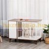 Dog cage with cabinet 98x48x70.5 cm with cushion, brown-white