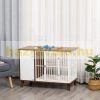 Dog cage with cabinet 98x48x70.5 cm with cushion, brown-white