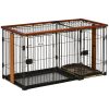 Dog cage dog with toilet tray 111x54x61 cm dogbox with 2 doors for small dogs indoor pet cage