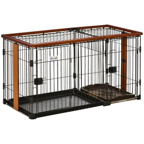 Dog cage dog with toilet tray 111x54x61 cm dogbox with 2 doors for small dogs indoor pet cage