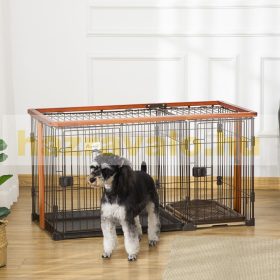   Kutyaketrec kutya WC tálcával 111x54x61 cm dogbox 2 ajtóval kistestű kutyáknak beltéri kisállat ketrec