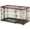 Dog cage dog with toilet tray 111x54x61 cm dogbox with 2 doors for small dogs indoor pet cage