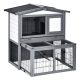 Outdoor cage pet house 101x90x100 cm with run and ramp pine wood gray-white