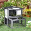 Outdoor cage pet house 101x90x100 cm with run and ramp pine wood gray-white