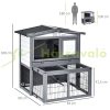 Outdoor cage pet house 101x90x100 cm with run and ramp pine wood gray-white