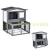 Outdoor cage pet house 101x90x100 cm with run and ramp pine wood gray-white