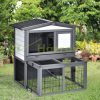 Outdoor cage pet house 101x90x100 cm with run and ramp pine wood gray-white