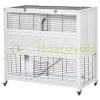 Cage pet house 108x53x102 cm with wheels 2 levels pine wood white