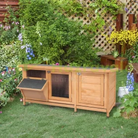   Kültéri ketrec kisállatoknak 112x50x54 cm ház időjárásálló fenyőfa