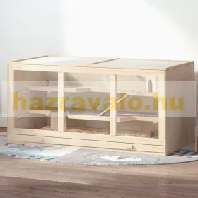   Kisállat ketrec fa rágcsáló ketrec 115x57x55 cm tengerimalac ketrec, 3 szintes hörcsögketrec