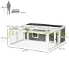 Pet cage with run 120x105x46 cm waterproof rabbit cage white-grey