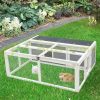 Pet cage with run 120x105x46 cm waterproof rabbit cage white-grey