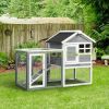 Pet cage wooden rabbit cage outdoor-indoor grey-white 122x62.6x92 cm