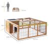 Pet cage with fence, hinged roof, weatherproof 123x120x52 cm brown 