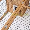 Pet cage with fence, hinged roof, weatherproof 123x120x52 cm brown 