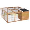 Pet cage with fence, hinged roof, weatherproof 123x120x52 cm brown 