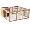 Pet cage with fence, hinged roof, weatherproof 123x120x52 cm brown 