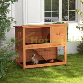   Kisállatketrec kifutóval 123x63x112 cm vízálló narancs színű nyúlketrec