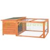 Pet cage with outdoor run 125.5x100x49 cm with extendable bottom, waterproof green-natural