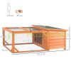 Pet cage with outdoor run 125.5x100x49 cm with extendable bottom, waterproof green-natural