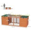 Pet cage with two houses, run 140x60x50 cm waterproof green-orange rabbit cage