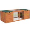 Pet cage with two houses, run 140x60x50 cm waterproof green-orange rabbit cage