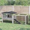 Outdoor cage for small animals 150x52x68 cm weatherproof pine wood with ramp, bitumen roof