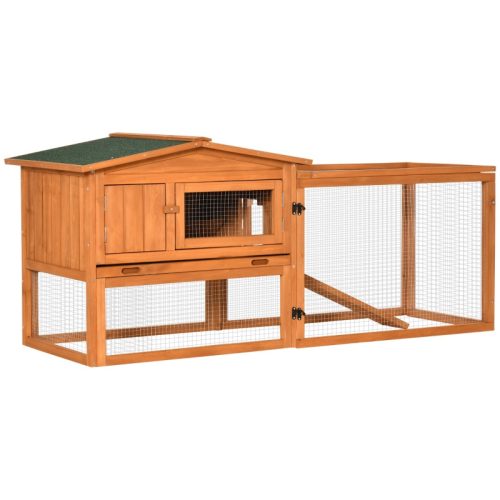 Outdoor cage for small animals 156x58x68 cm with weatherproof pine wood ramp, bitumen roof