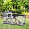 Outdoor cage for pets 157x53x99 cm gray house with wheels pine wood two-story rabbit cage