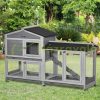 Outdoor cage for pets 157x53x99 cm gray house with wheels pine wood two-story rabbit cage