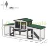 Outdoor pet cage house with run Weatherproof pine wood green and white 