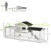 Pet cage 227x53x85 cm with two runs, ramp metal grey-white-black