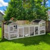 XXL Outdoor cage pet house 259x64x92 cm with run and ramp pine wood rabbit cage