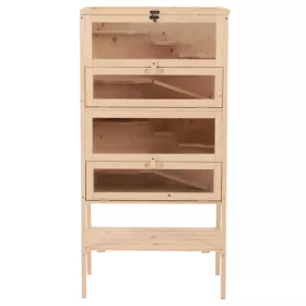   Kisállat ketrec 5 szintes rácsos tetővel rámpákkal 60x40x120 cm rágcsáló ketrec fenyőfa natúr 