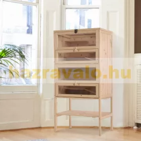   Kisállat ketrec 5 szintes rácsos tetővel rámpákkal 60x40x120 cm rágcsáló ketrec fenyőfa natúr 