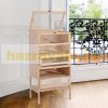 Pet cage with 5-level lattice roof with ramps 60x40x120 cm rodent cage natural pine wood 