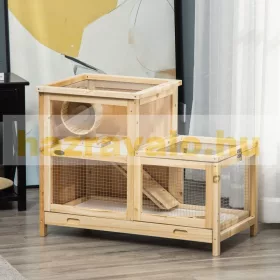   Kisállat ketrec fenyőfa rágcsáló ketrec 78x41x60 cm tengerimalac ketrec, 3 szintes hörcsögketrec