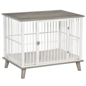   Kutyaketrec beltéri 86x60x70 cm kisállat ketrec fehér-szürke