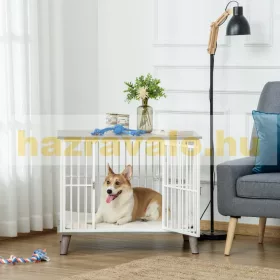   Kutyaketrec beltéri 86x60x70 cm kisállat ketrec fehér-szürke