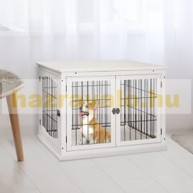   Kutya kennel beltéri kutyaketrec 81x58x66 cm fehér kisállat ketrec