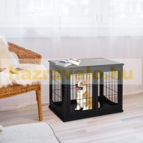  Kutya kennel beltéri kutyaketrec 81x58x66 cm fekete kisállat ketrec