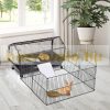 Small animal cage with runner and accessories 88x128.5x56 cm rolling black rodent cage, rabbit cage