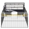 Small animal cage with runner and accessories 88x128.5x56 cm rolling black rodent cage, rabbit cage