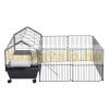 Small animal cage with runner and accessories 88x128.5x56 cm rolling black rodent cage, rabbit cage