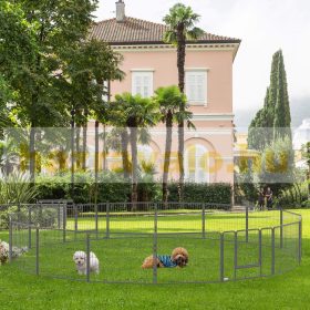   Kutya kennel kültéri kutyaketrec 16 paneles univerzális kisállat ketrec, kifutó szürke