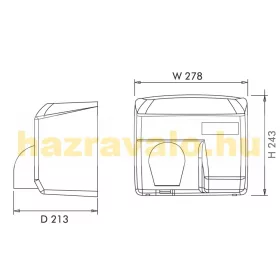 Vandálbiztos kézszárító roszdamentes acél ház 230V 1700W 2400W nyomógombos, kézi kapcsolású